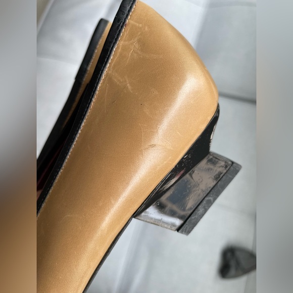 Yoriko Powell Made in Italy Vintage Leather Low Heel square toe Pumps - Picture 7 of 9